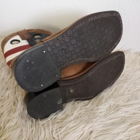 CODY JAMES Leather Western USA Flag Boots Red White Blue Square Toe Child SZ 1 D - Picture 6 of 8